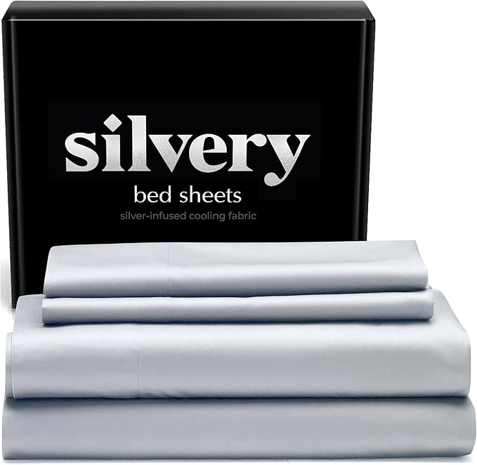 Silvery Silver Infused Bed Sheets Set - Award-Winning Self-Cooling Fabric with Self-Cleaning Silvery Technology™ for Hygienic Sleep - Luxurious Silky Soft Comfort (Gray, King)