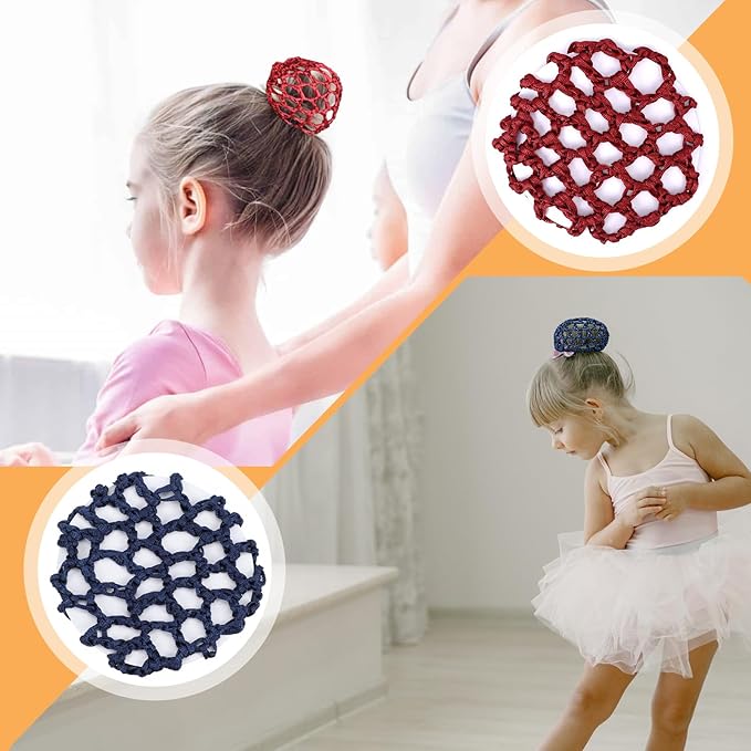 12 Pcs Bun Cover Crochet Bun Cover for Hair Stretchy Hair Bun Covers for Women 6 Colors Edge Mesh Hair Bun Cover for Dancer Skater Bank Clerk