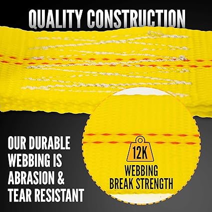 US Cargo Control, Ratchet Strap with Snap Hook, 2 Inch Wide X 27 Foot Long, 2 Inch Ratchet Strap, Yellow Ratchet Strap, Ratchet Strap Snap Hook, Ratchet Strap with Locking Hook to Secure Cargo