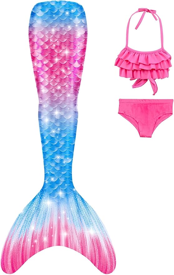 DNFUN Mermad Tail Bathing Suit for Girls