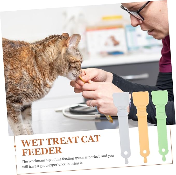 3pcs Cat Treats Squeeze Spoon Portable Cat Food Squeezer Wet Treat Feeder for Cats