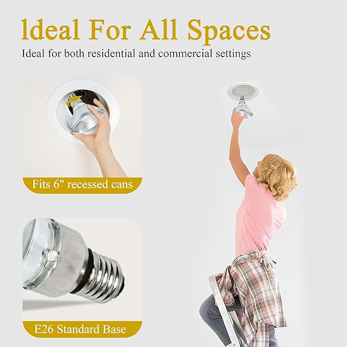 PAR38 Halogen Flood Light Bulbs 2 Pcs, 90W Equivalent, 120V, E26 Base, 2700K Warm White Light for Indoor and Outdoor