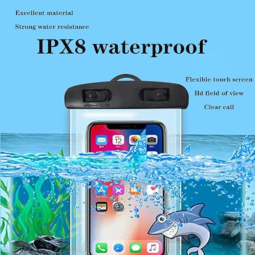2Pcs Waterproof Phone Bag - IPX8 Universal iPhone Waterproof Bag - Water Phone Protection Bag is Vacation Essentials, Suitable for Beach, Pool, Rainy Day, Hiking, Skiing (Black + Black)