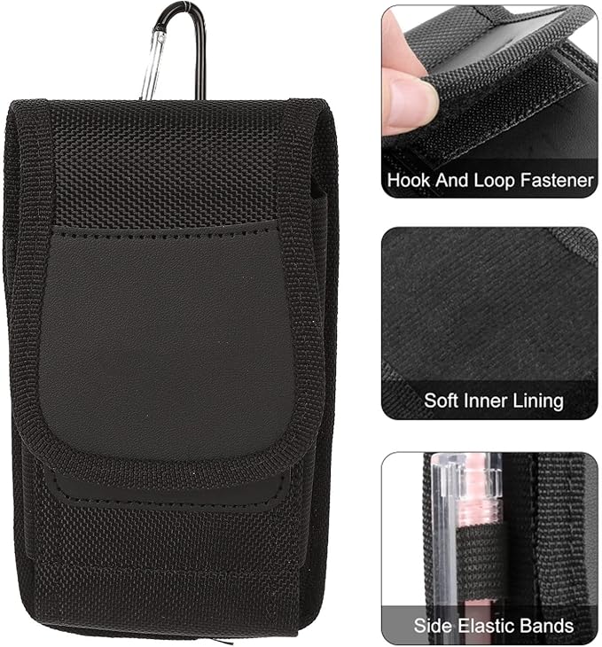 Cell Phone Purse, Nylon Belt Clip Phone Pouch with Card Slot Phone Holder Fits for 11.9cm/4.7in to 15.5cm/6.1in Smart Phones