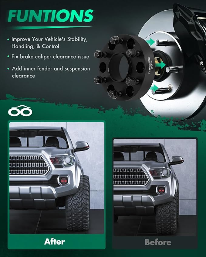 SCITOO 2X 1.5 inch 6 Lug Wheel Spacers Hubcentric 6x5.5 to 6x5.5 14x1.5 Studs for Savana 1500 Wheel spacers for Sierra 1500 Wheel spacers for Escalade EXT Wheel spacers for Tahoe Wheel spacers