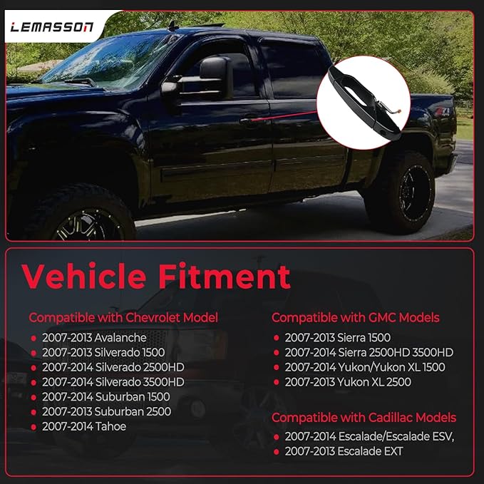Black Exterior Door Handle Front Left Driver Side Compatible with 2007-2014 Chevy Silverado Suburban Avalanche Tahoe, GMC Sierra Yukon, Cadillac Escalade Replaces 20828258, 22738721, 25960525