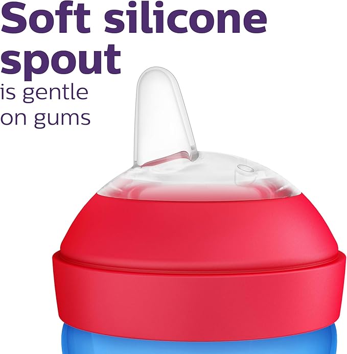 Philips Avent Spout Sippy Cup with Soft Spout and Leak-Proof Design, BlueGreen, 10oz, 2pk, SCF80121