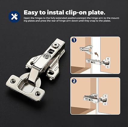 Ravinte 5 Pairs 10 Packs Full Overlay Cabinet Door Hinges,105 Degree Adjustable Concealed Kitchen Cabinet Hinges Soft Close for Face Frame Cabinet