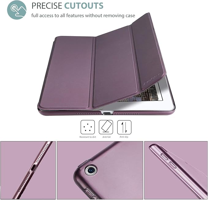 ProCase Smart Case for iPad 9.7 Inch iPad 6th5th Generation 2018 2017(Model: A1893 A1954 A1822 A1823), Ultra Slim Lightweight Stand Cover with Translucent Frosted Back -Purple