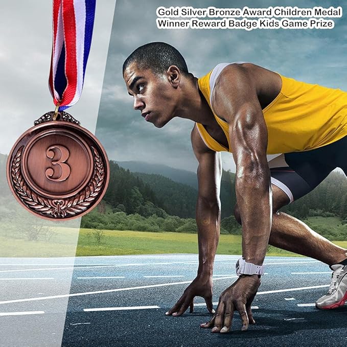 Gold Silver Bronze Award Medals with Ribbon, Reward Encourage Badge Competitions Prizes Winner Reward Medals for Contests, Party Games, and Classroom Rewards