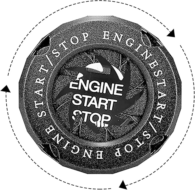 ZKFAR 1 PC Car Engine Push to Start Accessories, Rotary Push Start Button Cover Skull Print, Engine Start Stop Button Cover Rotar, Car Start Button Cover Spin, Motorcycle Startup Decoration (Black)