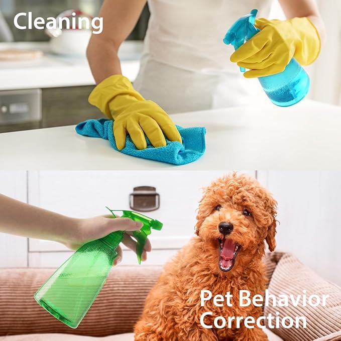 Spray Bottles 3-Pack, 16 Oz, Mist & Stream, Plastic Water Spray Bottle for Hair, Essential Oils, Plants, Cleaning Solutions, BBQ, Cat Dog Correction Behavior - Leak Proof - Empty Spray Bottles