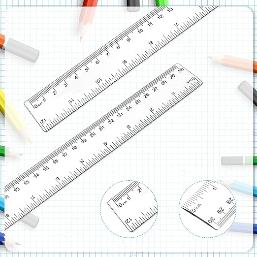 3 Pack 12 Inch Ruler Set Transparent Measuring Tool Plastic Straight Ruler Acrylic Clear Ruler for School Office Student, 559052_5_WBESgfLbk