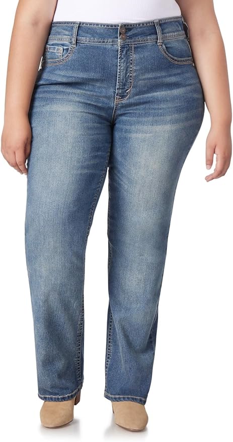 WallFlower Luscious Curvy Bootcut Jeans for Women Mid-Rise Insta Stretch Denim, Size Inclusive Juniors Jeans, Sizes 0 to 24