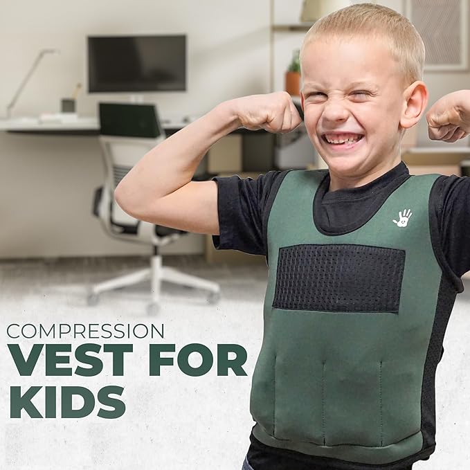 Weighted Vest For Kids - Adjustable Compression Vest With Six Removable Weights Included - Breathable Snug Fit Design