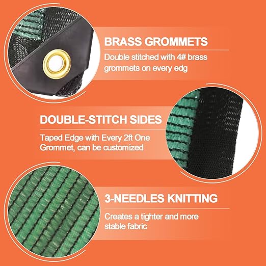 e.share 70% Shade Cloth, Taped Edge Sun Shade Netting with Grommets for Garden Patio,Flower Plant Covers Porch Screen, Garden Pergola Cover, Greenhouse, Car Cover,Chicken Coop (12 Ft X 6 Ft, Green)