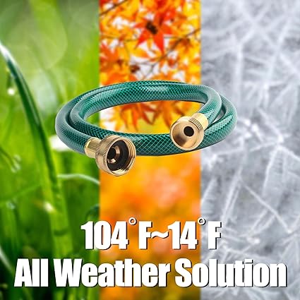 12" 3 FT Outdoor PVC Garden Hose for Lawns, Water Hose, Boat Hose, Flexible Durable and Leakproof, Solid Brass GHT Connector(Green, 3FT)