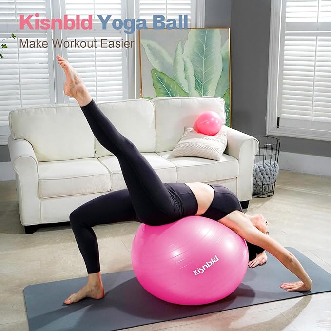 Exercise Ball, Extra Thick Yoga Ball for Workout Pregnancy Stability, 4 Sizes Anti-Burst Balance Ball with Foot Pump - Heavy Duty Fitness Ball Chair for Office, Home Gym