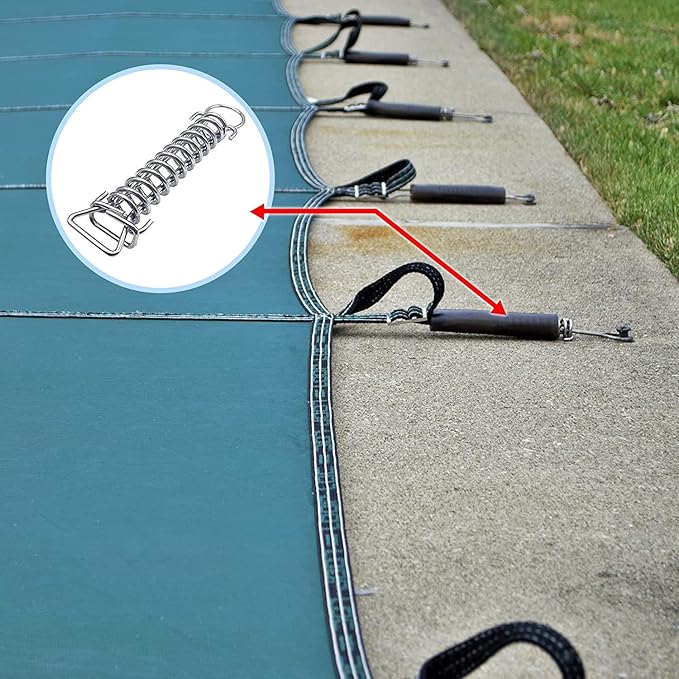 Poolzilla Pool Safety Cover Stainless Steel Springs - 100 Pack - Universal Fit