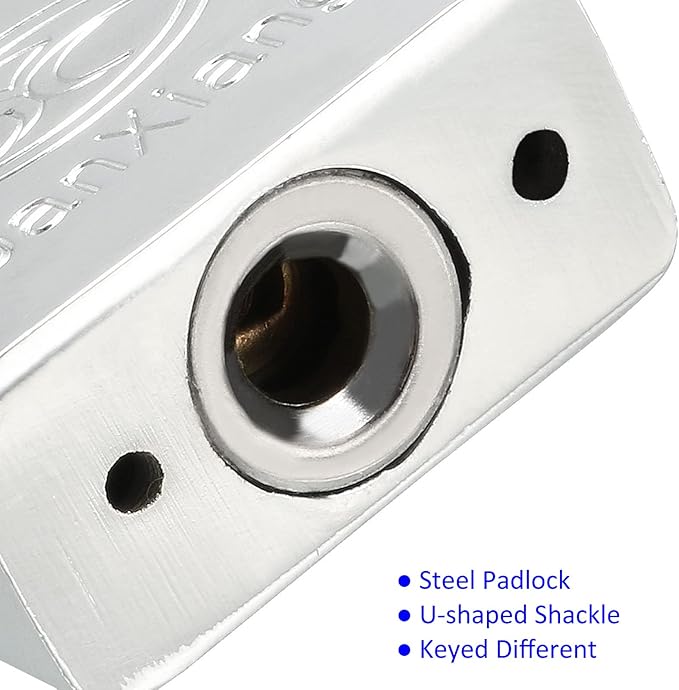 Stainless Steel Padlock - Garden Shackle Locks, Keyed Alike & Chrome Finish, Apply to Backpacks/Storage Boxes (40mm Body Wide, Silver)