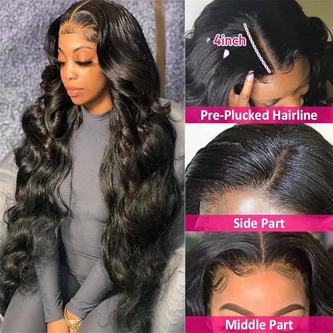 Body Wave Closure 18 Inch HD Lace Closure Free Part 4x4 Closure Human Hair 100 Unprocessed Brazilian Body Wave Virgin Hair Transparent Lace Closure Only Pre Plucked with Baby Hair Natural Black Color
