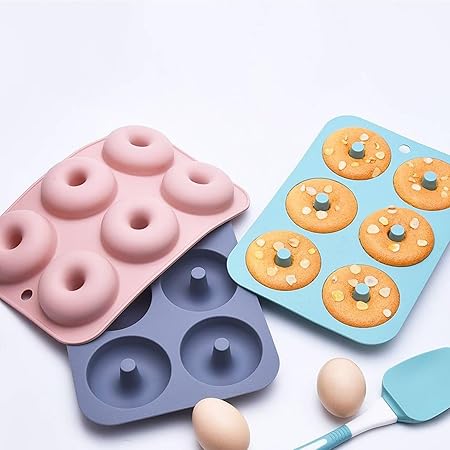 Professional Donut Pan For Baking,6-Cavity Non-Stick Silicone Donut Mold Tray For Microwave And Oven,Dishwasher Safe (Color : A), xiaoyao121