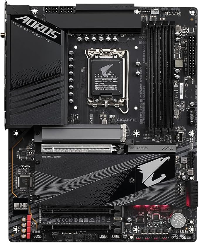 GIGABYTE Z790 AORUS ELITE AX DDR4 Intel LGA 1700 ATX Motherboard, 4x DDR4 128GB, 3x PCI-E x16, 4x M.2, 4x SATA, 5x USB 3.2, 1x USB-C, 4x USB 2.0