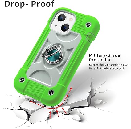 MARKILL Compatible with iPhone 14 CaseiPhone 13 Case 6.1 Inch with Built-in 360Rotating Ring Stand, Military Grade Drop Protection Full Body Rugged Heavy Duty Protective Durable Cover. (Guava)