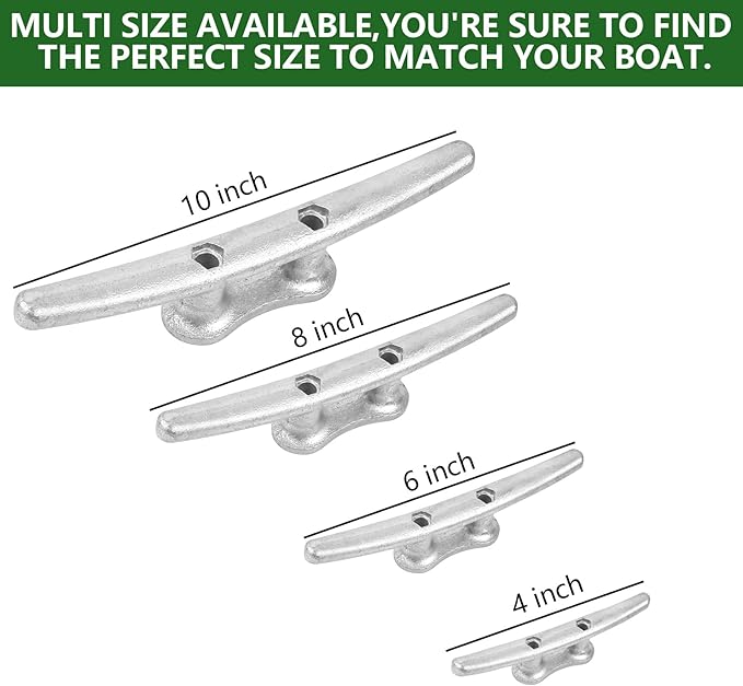 68101214 inch Dock Cleats With Bolts,Hot Dipped Galvanized Cast Iron Boat Cleats,Rope Cleat Boat Dock Cleats for Boat Docks,Decks,Piers for Tying up Boats,Marine Decor(1,2,4,5,6,8,10,12 Pack)