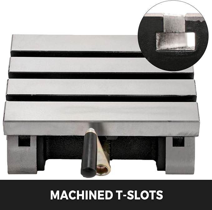 BestEquip Tilting Milling Table 7x5inch Tilting Angle Milling Machine 0-90°Adjustable Swivel Angle Plate with 3 T-slots and an Adjustable Crank Handle Heavy Duty Tilting Milling Machine for Grinding