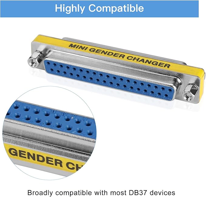 ENUODA 2 Pack Gender Changers 37 Pin Female to Female Adapter DB37 Coupler, Data Transfer and Device Connection for RS-449 Serial Cables