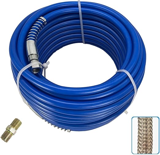 65ft x 1/4" Airless Paint Spray Hose ,Blue Color Sprayer Light Flexible Fiber Tube (20 Meter for 3300PSI Maximum 4300 PSI Sprayer Gun)