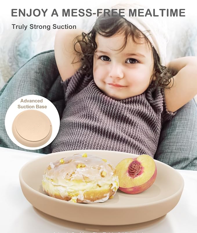 Classic Silicone Suction Plates for Toddler Baby Kids (3 Pcak), BPA Free Baby Plates with Suction that Stick Stay, Deeper Toddler Dishes Microwave Dishwasher Safe