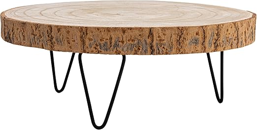 Creative Co-Op Large Paulownia Wood Pedestal with Metal Legs
