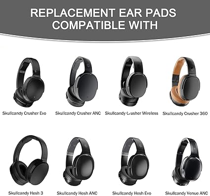 Replacement Ear Pads for Skullcandy Crusher Wireless/Evo/ANC Hesh 3/EVO/ANC, Headphones Earpad Cushions, Headset Ear Covers Also Fit Skullcandy Venue Wireless Headphones