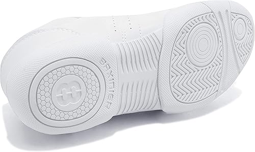 BAXINIER Youth Girls White Cheerleading Dancing Shoes Athletic Training Tennis Walking Breathable Competition Cheer Sneakers