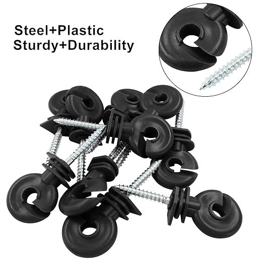 10Pcs Black Electric Fence Insulator, 91mm3.58 inch Screw-in Electric Fence Insulator Tool for Ranch Agricultural Fencing