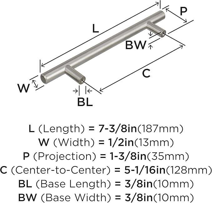 Amerock Cabinet Pull Stainless Steel 5- 116-inch (128 mm) Center to Center Bar Pulls 1 Pack Drawer Pull Drawer Handle Cabinet Hardware