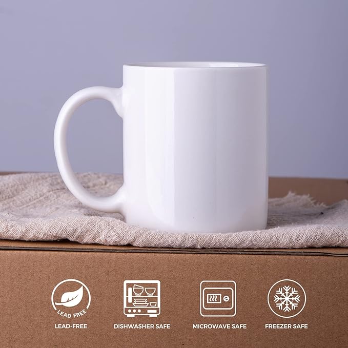 12 OZ Off White Coffee Mugs, Ceramic Coffee Mugs with Large Handle for Man, Woman, Light Weight Coffee Mugs Set of 12 for LatteCappuccinoCocoaMilk, Dishwasher Microwave Safe