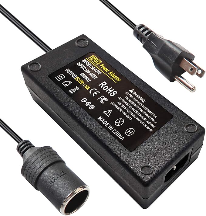 BYGD 12V 10A Car Power Adapter, AC to DC Converter Female Auto Cigarette Lighter Plug 100V 240V 120W Power Supply Adapter Transformer for Car Vacuum Cleaner, and Other Car Devices