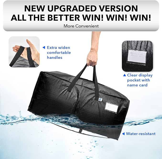 AlexHome Moving Bags Heavy Duty,Extra Large Packing Bags for Moving,Reusable Plastic Moving Totes,Clothes Storage Containers,Moving Supplies Bins,Compatible with Ikea Frakta Cart (Black,Set of 4)