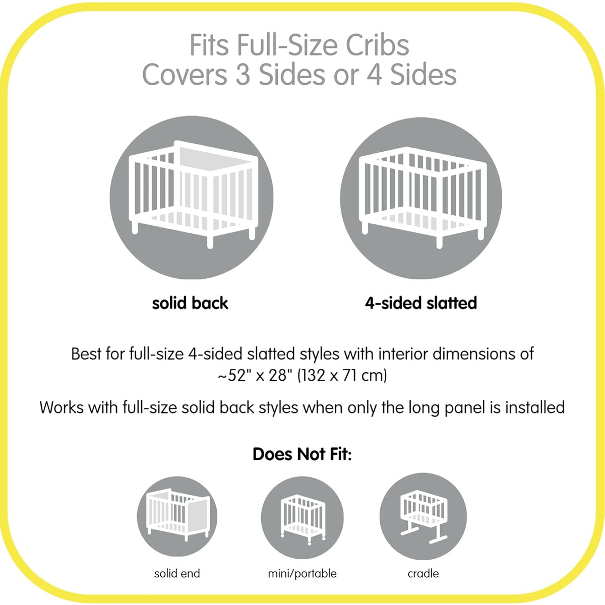 BreathableBaby Breathable Mesh Liner for Full-Size Cribs, Classic 3mm Mesh, Gray (Size 4FS Covers 3 or 4 Sides)