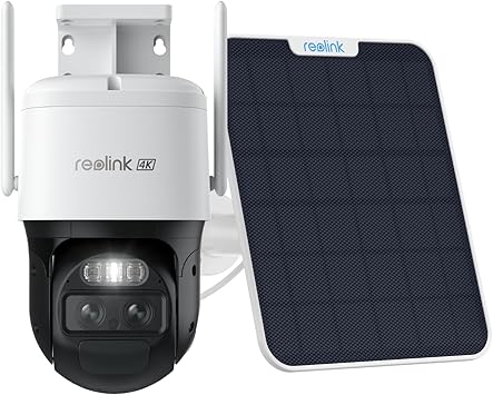 REOLINK Dual Lens Cellular Security Camera, 4G LTE Auto Tracking No WiFi Solar Powered Outdoor Camera, 6X Hybrid Zoom, 4K Color Night Vision, Motion Alert, Playback, TrackMix LTE + Solar Panel