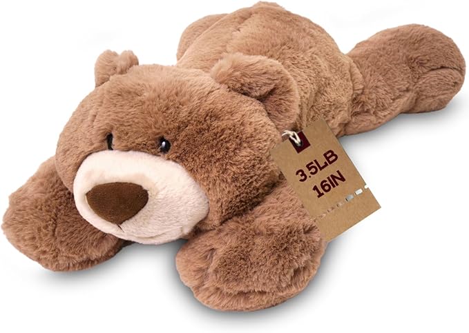 Weighted Plush Stuffed Animals,Microwavable Brown Bear Heated Stuffed Animal Heating Pads for Adults Kids, Plush for Stress Relief for Boys Girls Birthday Parties Supplies Favor Stocking Stuffers