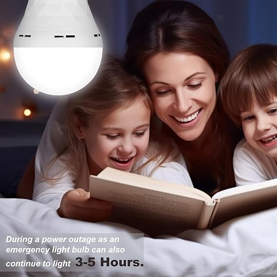 2 Pack Emergency Rechargeable Light Bulbs,Battery Operated Backup Light Bulb 9W E27 8500K 1200mAh White Equivalent Self-Charging LED Light Bulbs for Power Outage Camping Outdoor Activity