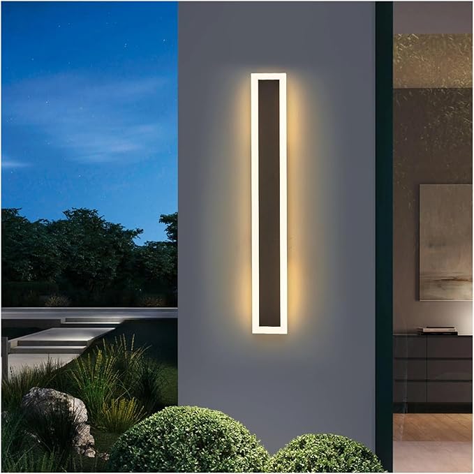 Modern Outdoor LED Wall Lamp 18W 3000K Warm Light Fixture for Aisles, Garages, and Porches - Black & White Design