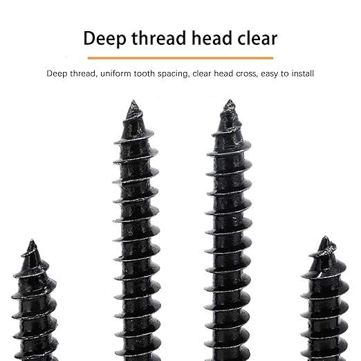 8 X 1 Black Screw,Flat Head Phillips Wood Screw, Electroplating Black Carbon Steel, 8 X 1-Inch, 100Pcs