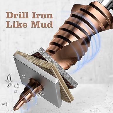 M35 Cobalt Step Drill Bit, Metric Double Spiral Flute Heavy Duty, 4-32mm (3/16" to 1-1/4") HSS Cone Drill Bit for Stainless Steel Aluminum Sheet Metal Wood Plastic