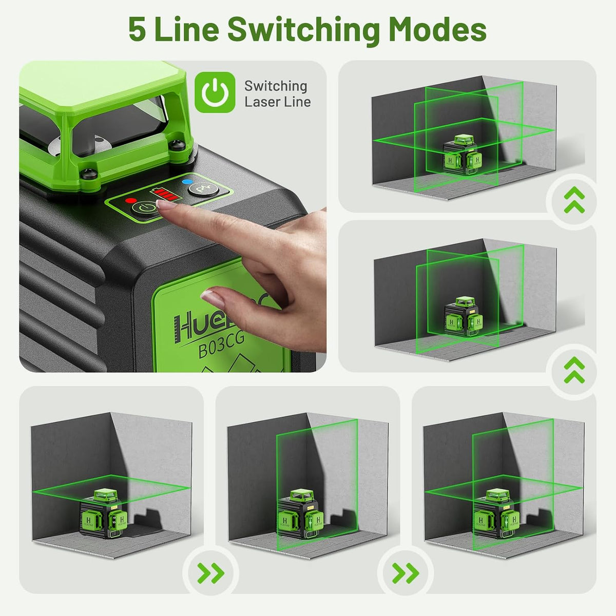 Laser Level 360 Self Leveling, Rechargeable 3D High Brightness Green Laser 3x360° Best Laser Leveler Tool for Construction and Picture Hanging, Strong Magnetic Bracket & Hard Suitcase -B03CG (tripod included)