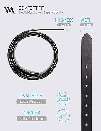 WOLFANT Womens Belts for Jeans,1.1" Fashion Ladies Belt with Gold Buckle,100% Italian Full Grain Real Solid Leather